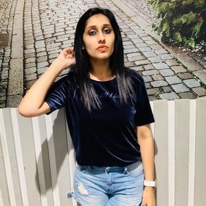 Blue velvet top - size medium